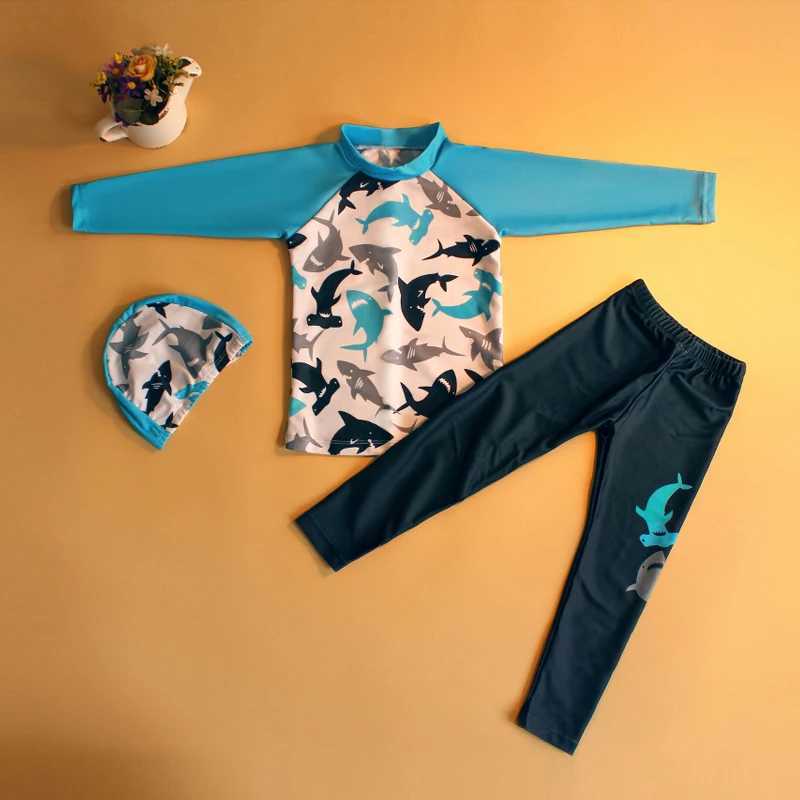 Boys swimsuit split up medium sized long sleeve pants sunscreen student big boys diving suit Korean childrens swimsuit X250224