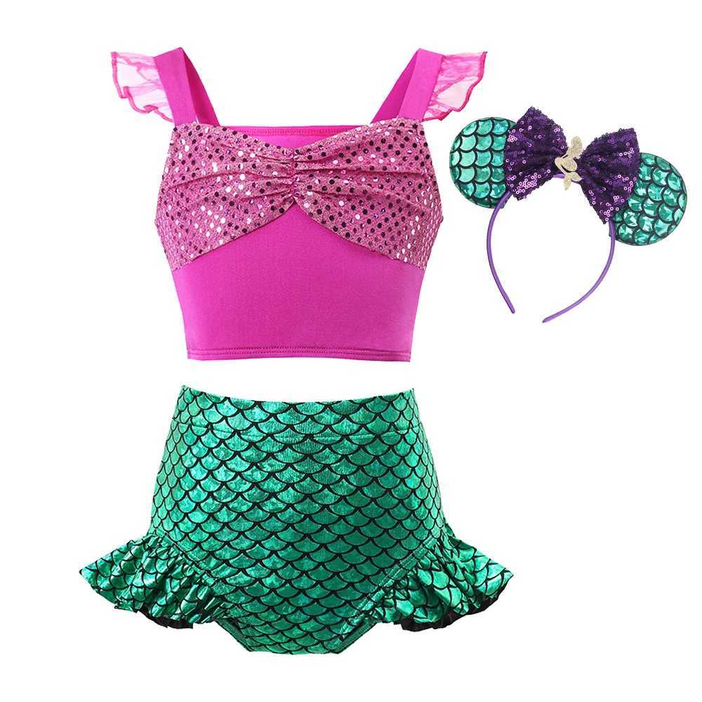2025 Girls Summer Swimming Baby Bathing Suit Kids Little Mermaid Swimwear Swimsuit Children Princess Costume X250224