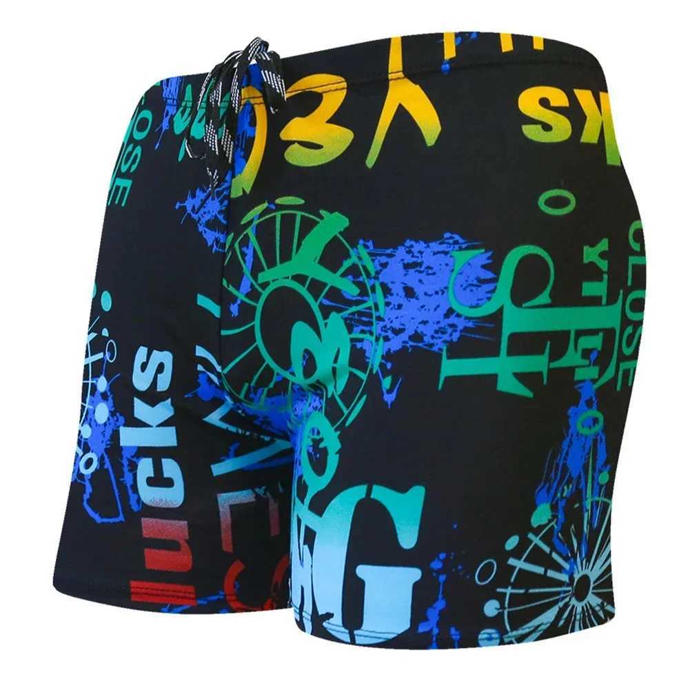 Mens Colorful Print Quick Dry Swimwear Men Trunks Swim Shorts Slim Fit Swimming Trunks for Beach Surf BeachwearXJ250224