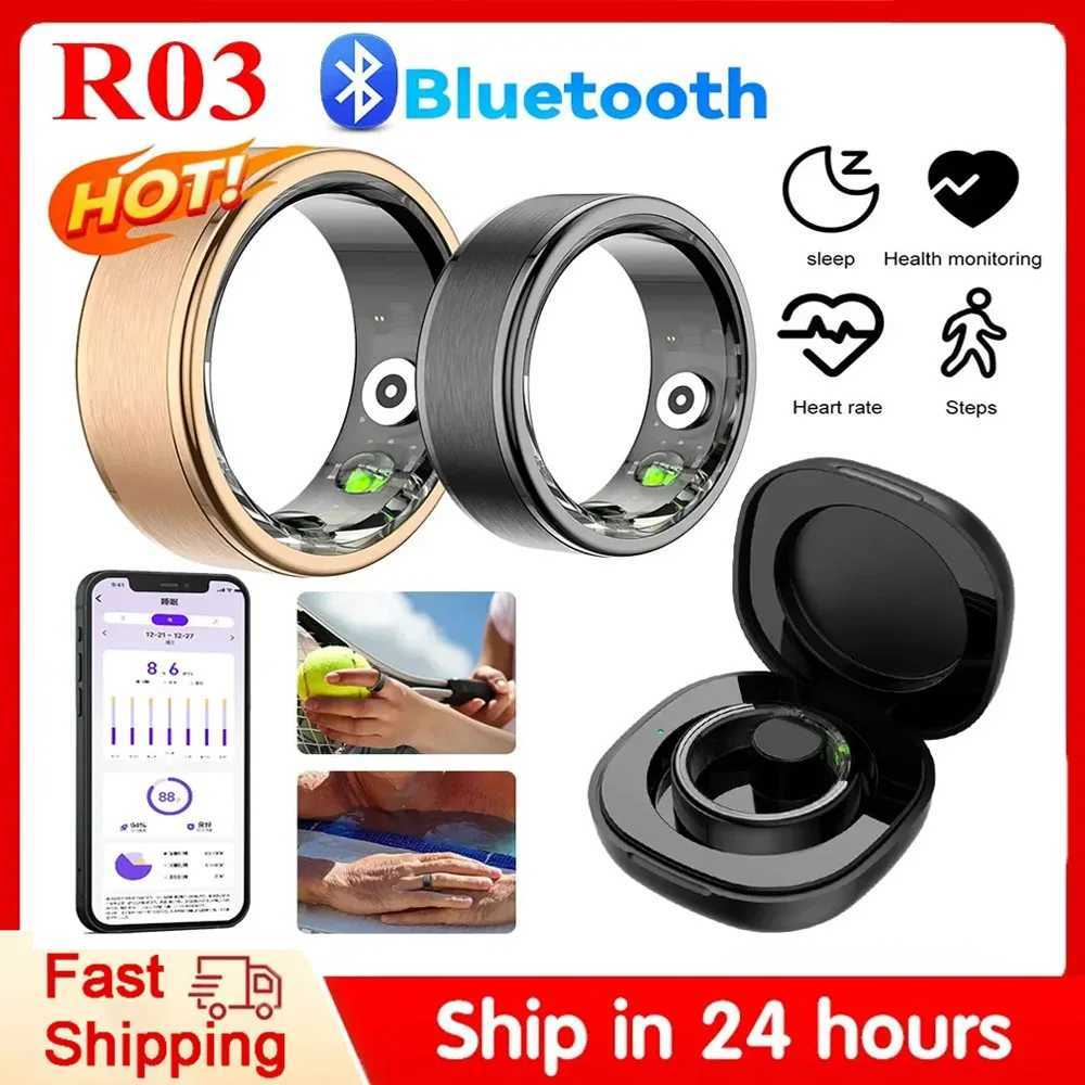 2024 Smart Ring Mens R03 R02 Heart Rate Health Monitor Smart Ring IP68 Waterproof Womens Smart Ring Sport Edition Android iOS W250225