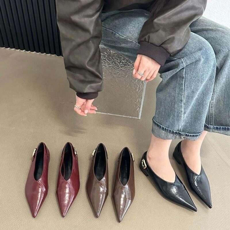 New Fashion Shallow Women With Casual Soft Female Slides Footwear Pointed Toe Office Lady Flats Shoes