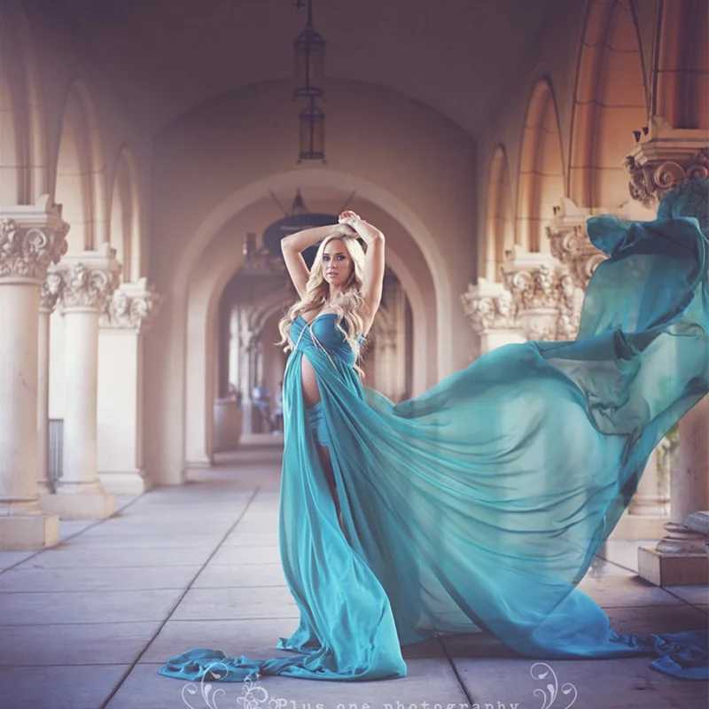 Sexy Maternity Shoot Dresses Strapless Chiffon Long Dress Pregnancy Photography Gown Pregnant Women Maxi Dress For Photo Props X250224