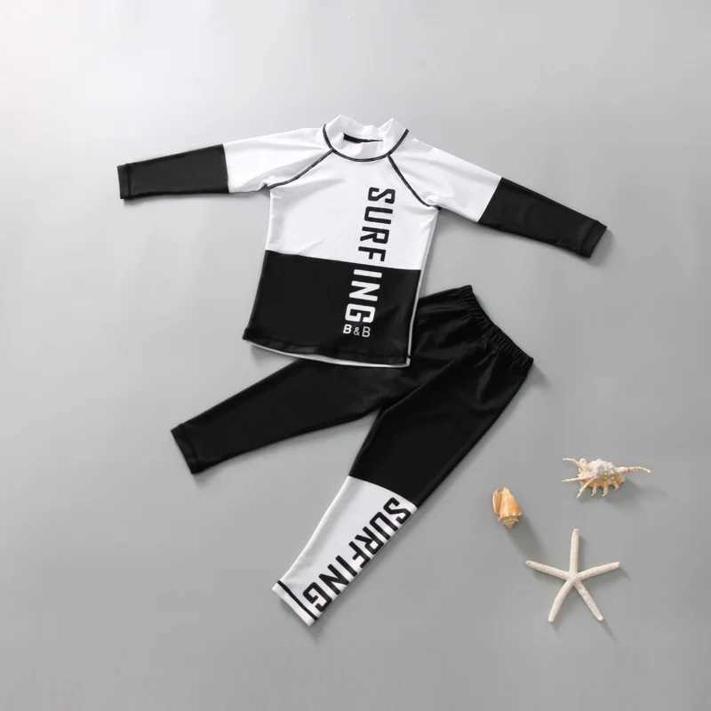 Boys swimsuit split up medium sized long sleeve pants sunscreen student big boys diving suit Korean childrens swimsuit X250224