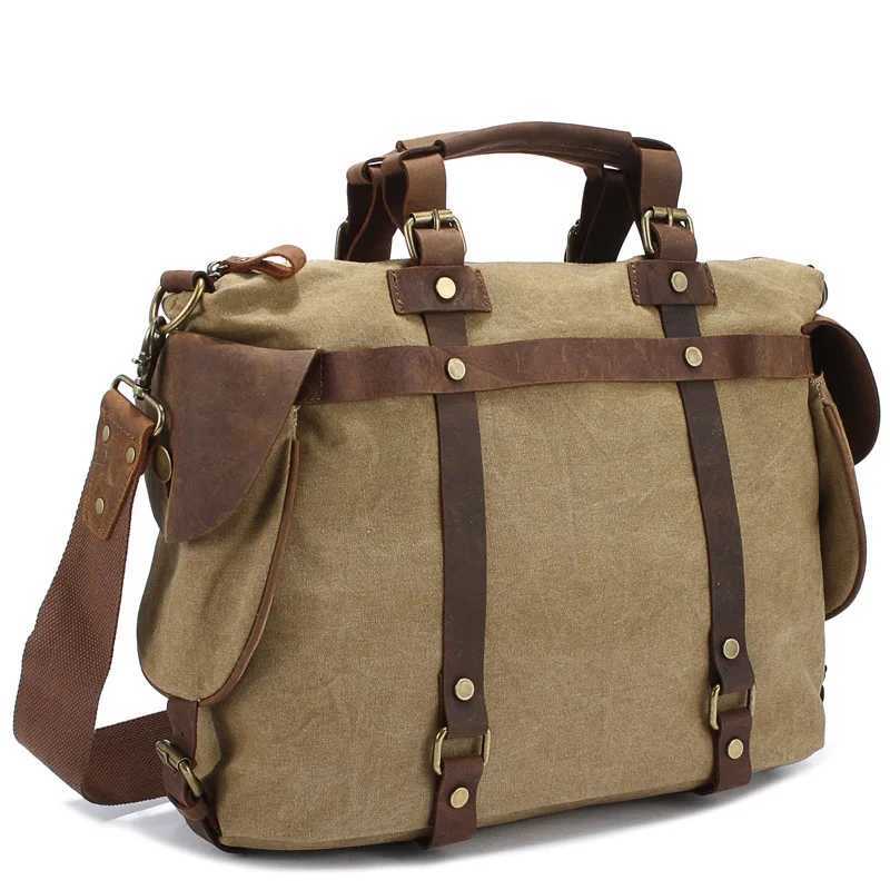 Luxury Leather Canvas Travel Handbags Mssenger Bag Men Vintage Crossbody Bag Large Capacity Male Travel Shoulder Bag Dropship Z250225