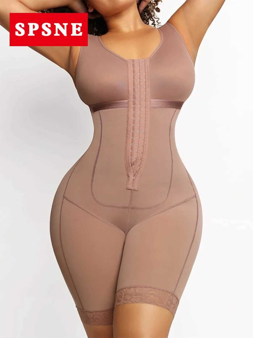 Full Body Tummy Control Shapewear Women Postoperative Girdle White with Adjustable Frontal Exit Style M250225