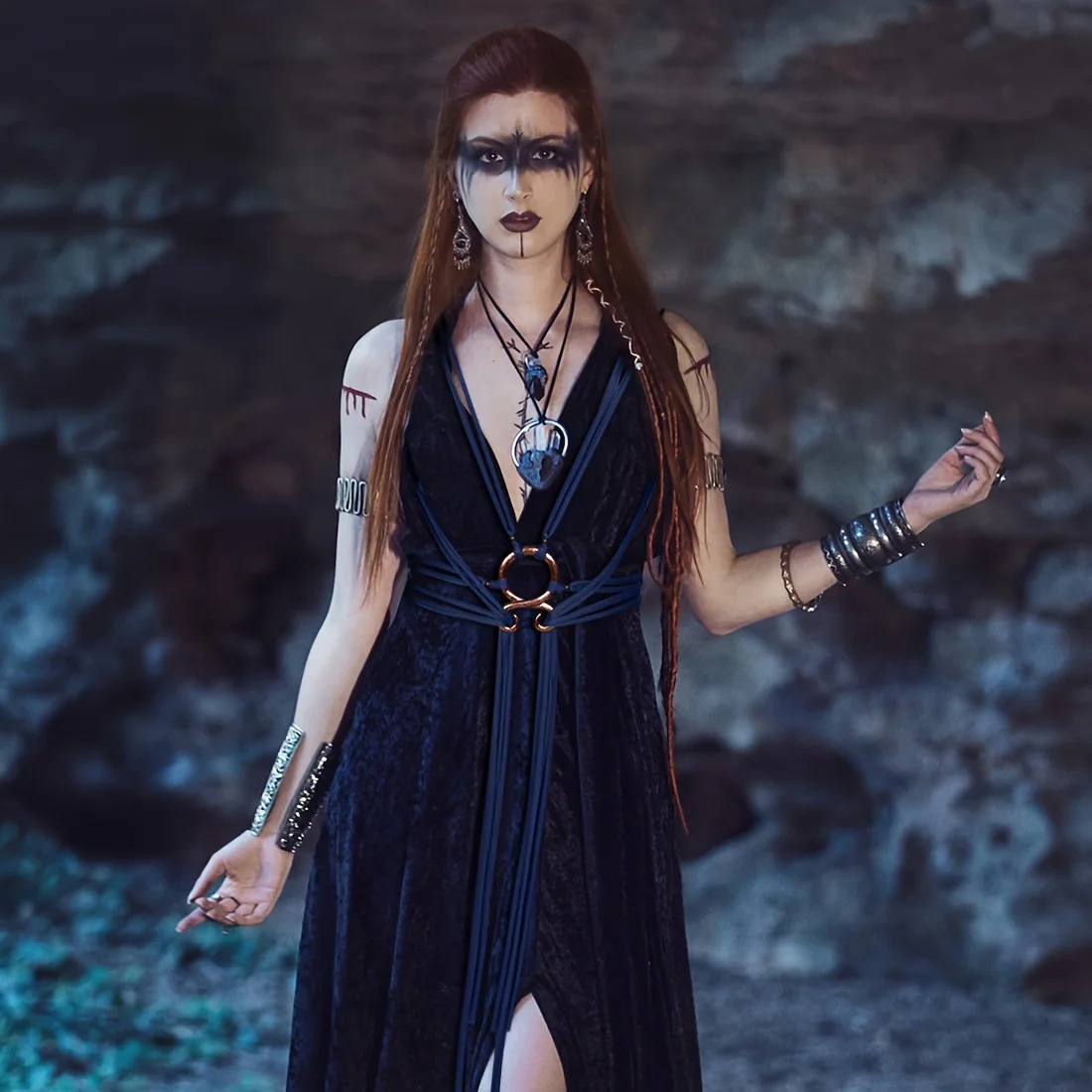 Womens Nordic Style Long Rope Knot Belt Fashion Troll Cross Waist Chain Shaman Pagan Viking Accessories 250221