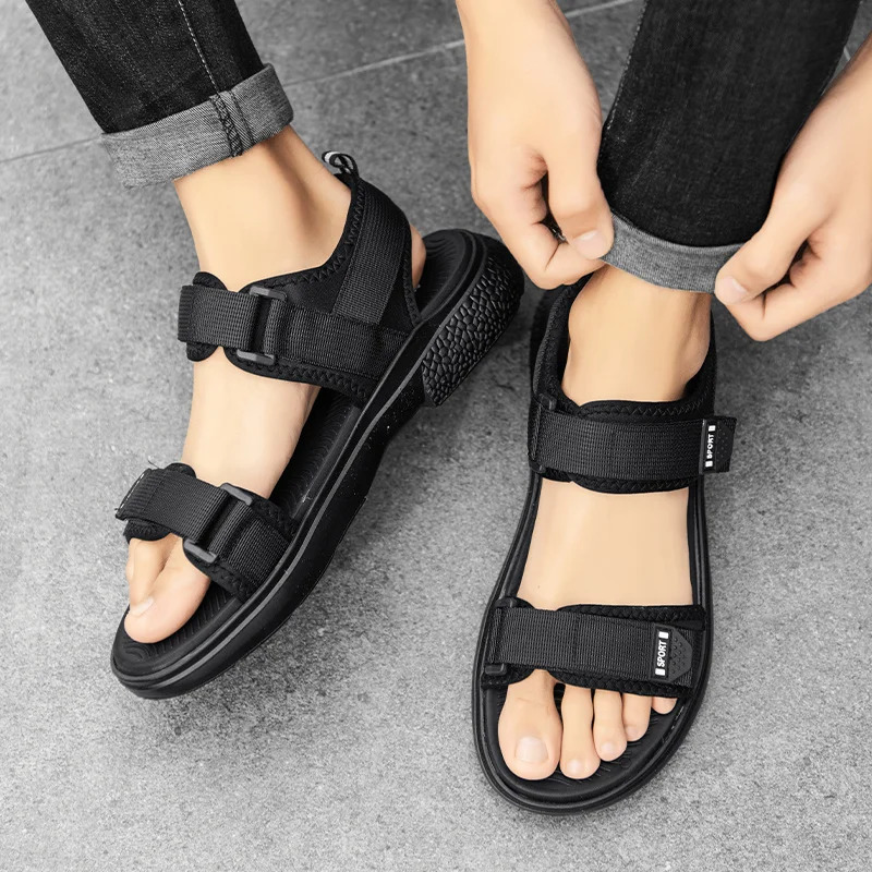 Pair non-slip mens sandals summer wear-resistant breathable simple white sole mens business beach shoes 250224