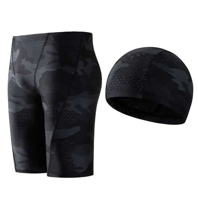 Mens Athletic Swimwear Trunks+Hat Outdoor Fashion Breathable Water SportswearXJ250224