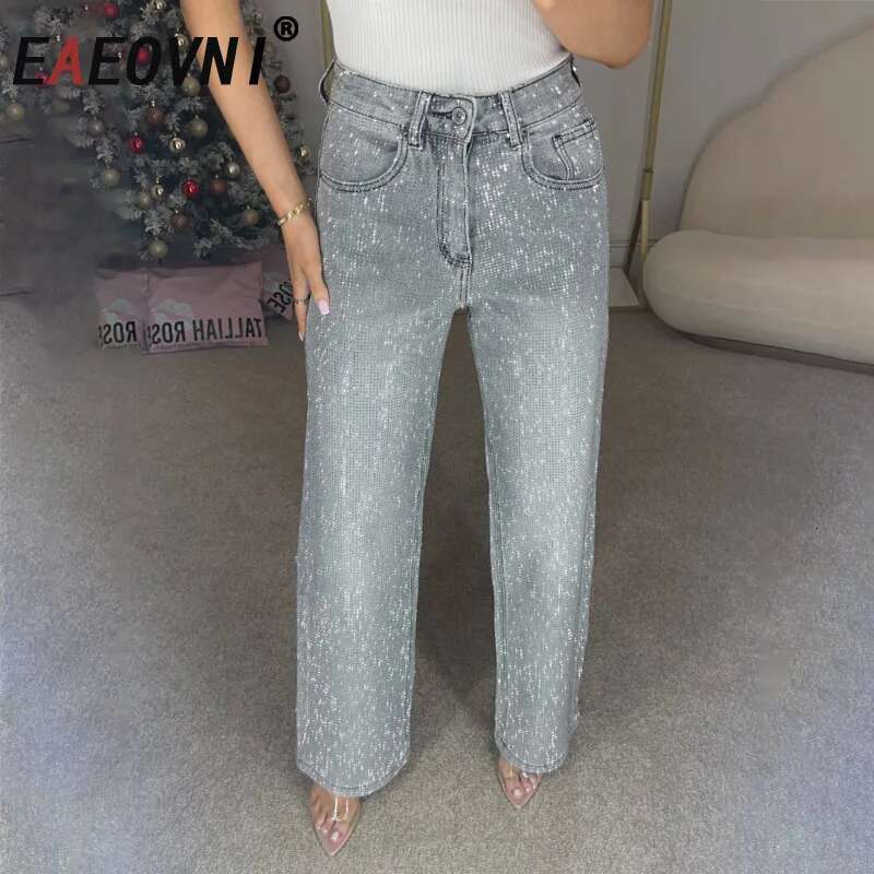 Women's Wear EAEOVNI Street Y2k Women's Jeans High Waist Fashion Dias Spliced Design Long Denim Trousers Spring New