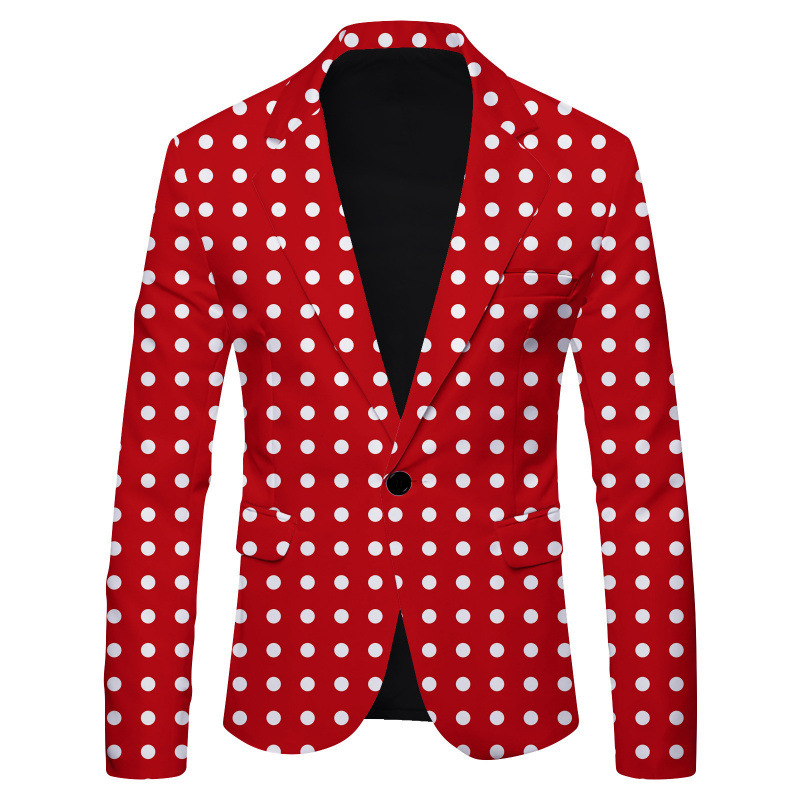 F225Elegant Men's Casual Suiting with Artful Print - British Slim Cut Jacket