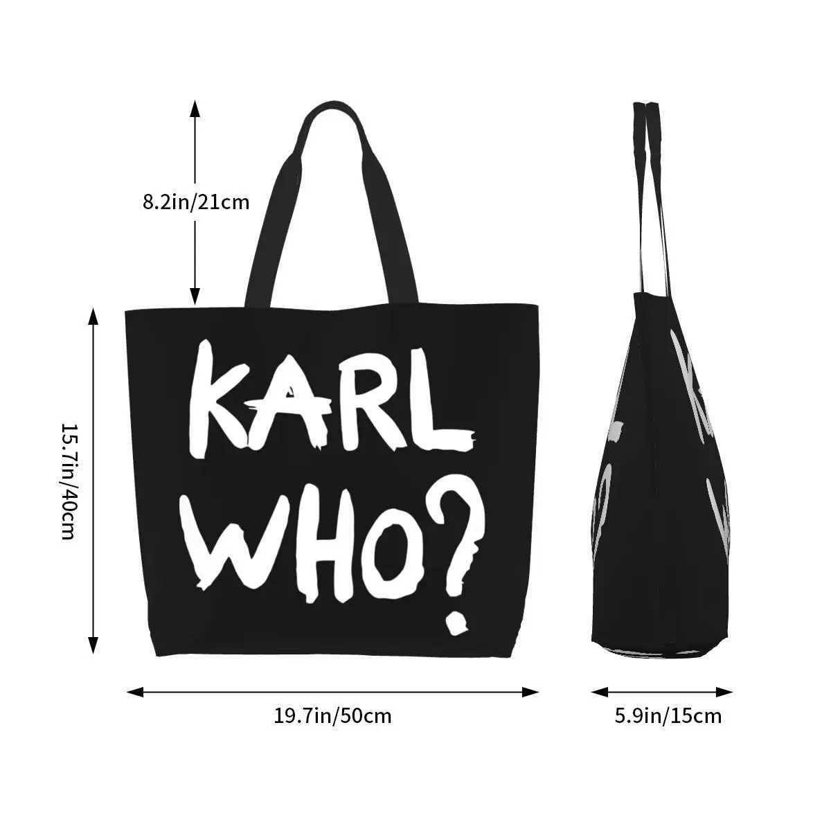 Custom Kawaii Karl Who Slogan Shopping Tote Bags Reusable Canvas Groceries Shopper Shoulder Bag Z250224