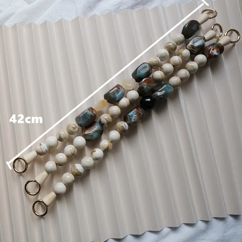 Woman Bag Accessory Green Beige Acrylic Resin Beads Parts Handcrafted Wristband Women Replacement Bag Handle Chain 250318