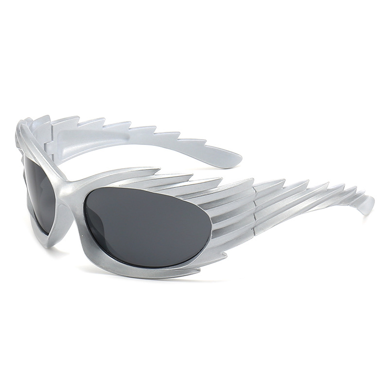 2025 new European and American personality wing cycling sunglasses shape ins fashion sunglasses female thorn hedgehog Y2K sunglasses