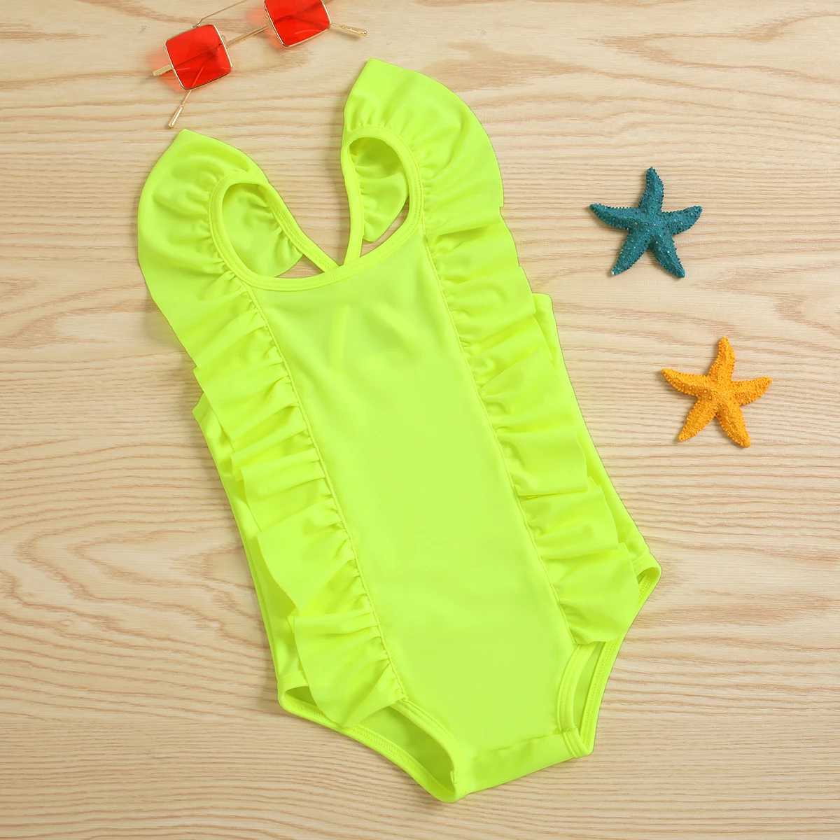 Spring and summer festival girl baby lace flying sleeve pink gray green tricolor fashionable swimsuit X250224