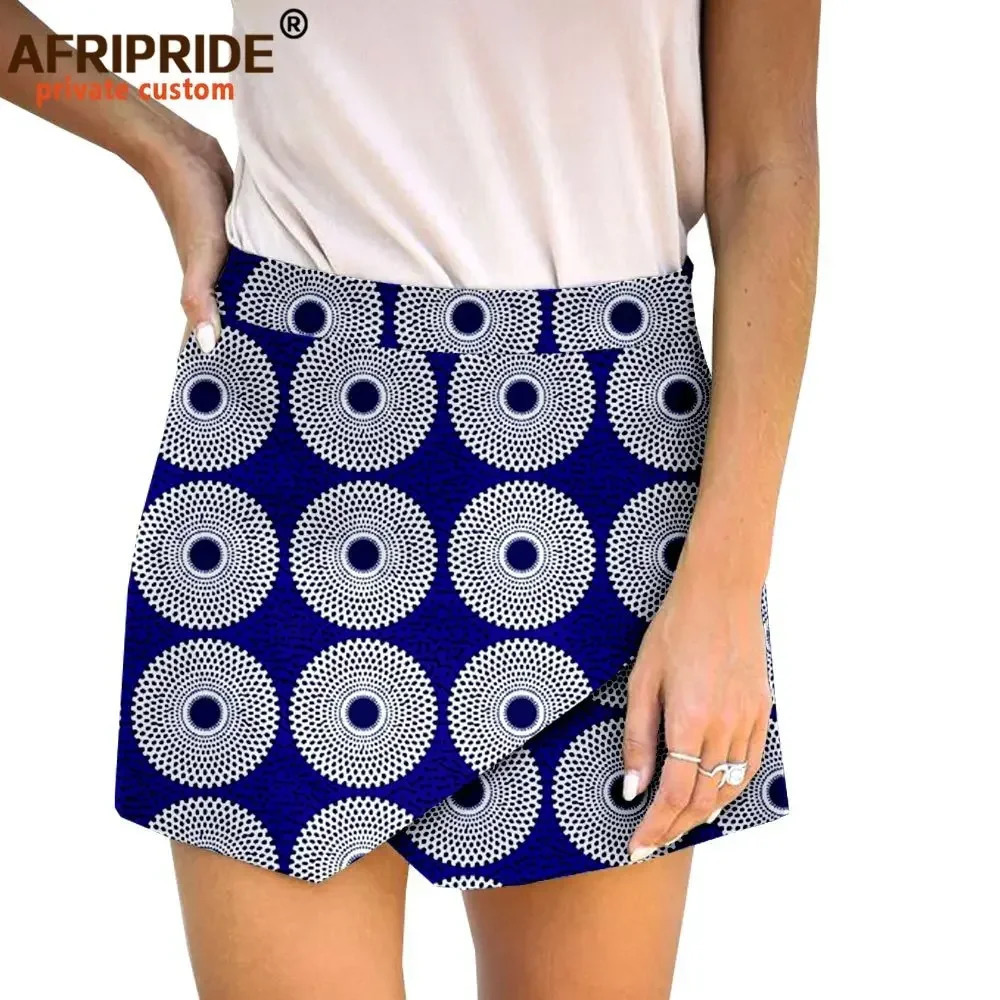 Summer African Ankara Print Shorts Skirts Fashion Loose Midi Waist Wide Leg Women Casual Short Culotte A003 250222