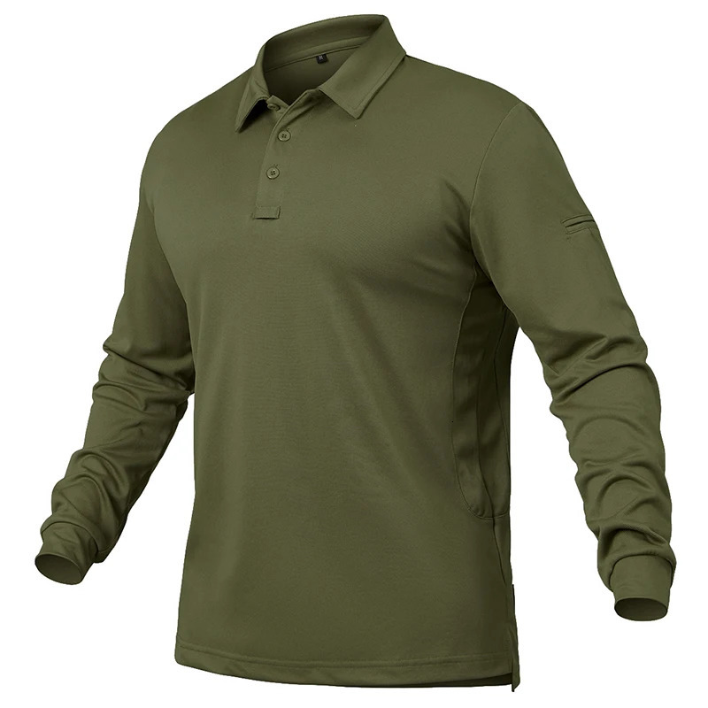 Mens Lightweight Long Sleeve Polo Shirt Performance Tactical Casual Outdoor Hiking Collared Shirts Pique Jersey Golf Shirt 250224