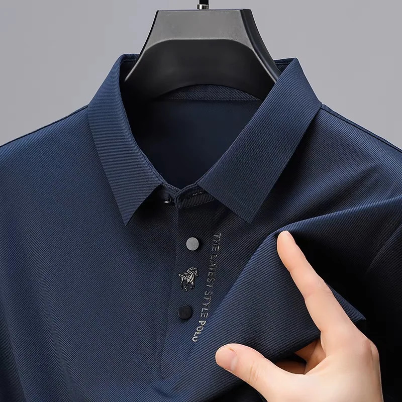 High end fashion printed short sleeve POLO shirt mens summer trend ice silk casual T-shirt comfortable cool top 250222