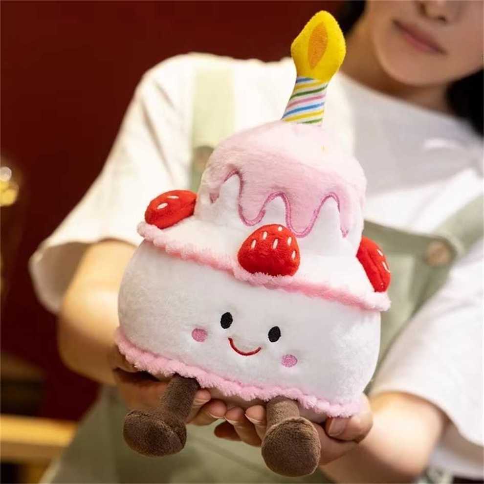 Jelly Cat Strawberry Toys Plush Food Dessert Pillow Cute Sweet Birthday Cake Candle Party Decoration Creative Gifts Hk56 L250811