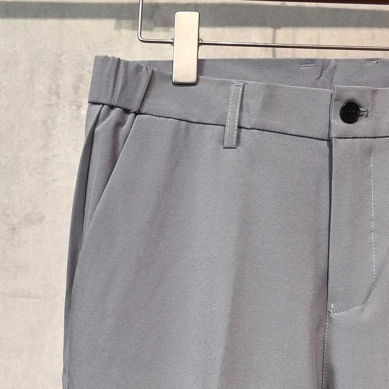 Spring Ankle Length Pants Men Business Elastic Waist Formal Suit Korean Social Work Slim Trousers Male Plus Size 27 40 42 W250225