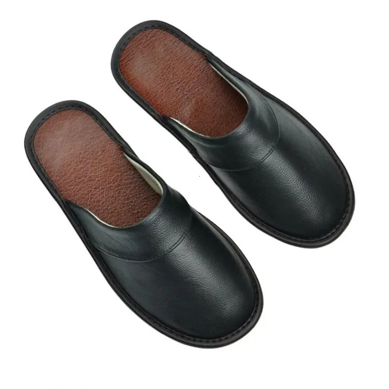 PU Slippers Men Big Sizes Home Male Indoor House for Mens Waterproof Leather Slippers Women Soft Flat Bedroom Shoes250225