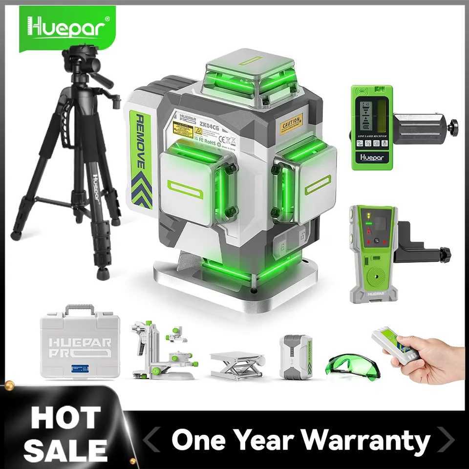 Huepar Professional Laser Level 4D 16 Lines 2mm High Accuracy Green Cross Line Laser 8000mAh Li-ion Battery For Construction X250225