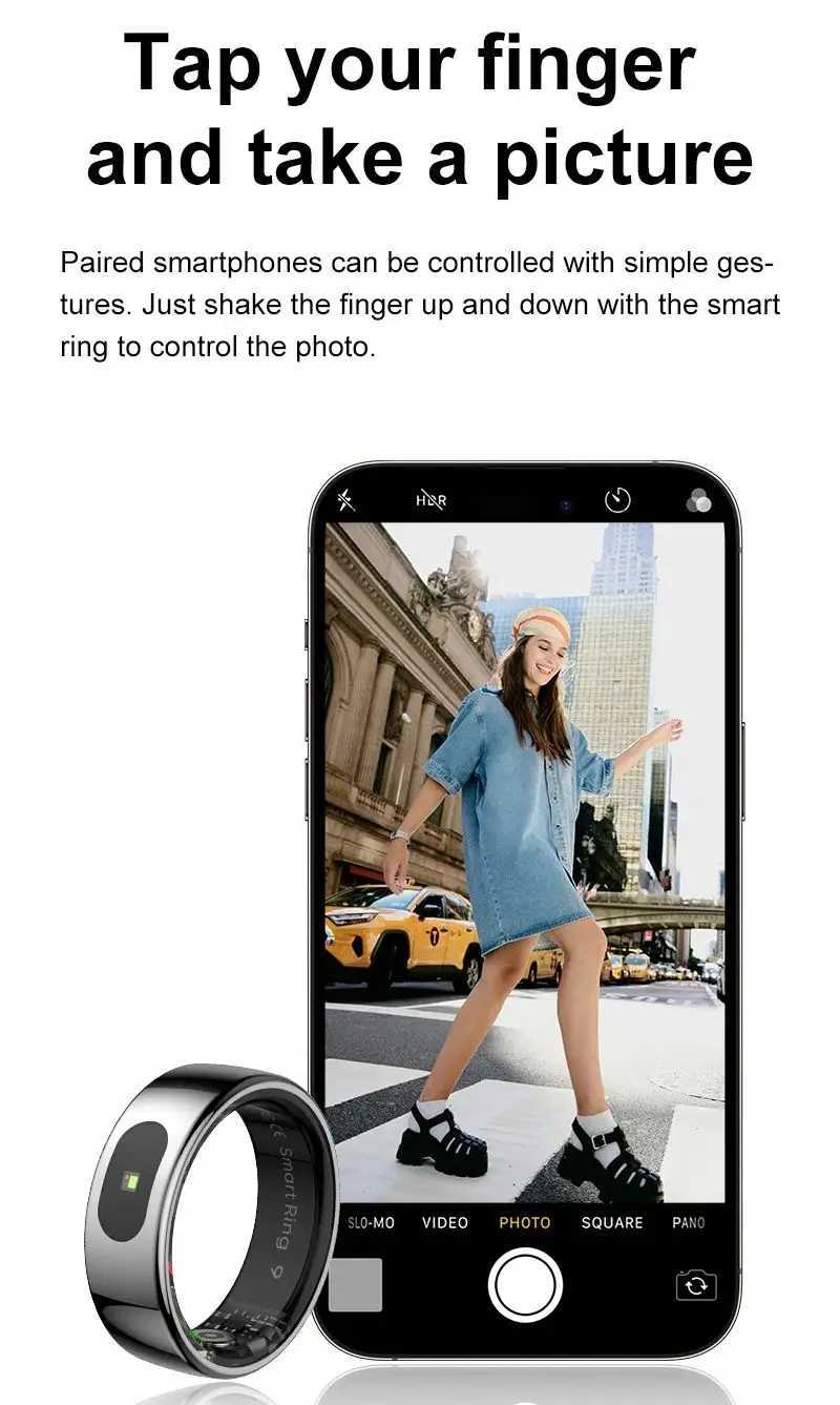 R08 Smart Ring Men Women Touch Control Function IP68 5ATM Waterproof Step Count Multi Sport Health Monitor Heart Rate Smart Ring W250225