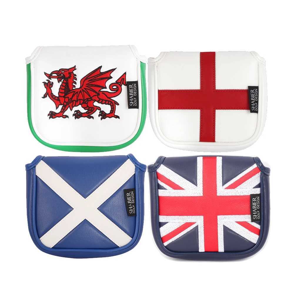 olf Products UK Union Jack Series Design PU Leather Applique Embroidered Strong Magnetic Closure Golf Blade Mallet Putter Head Cover S25225