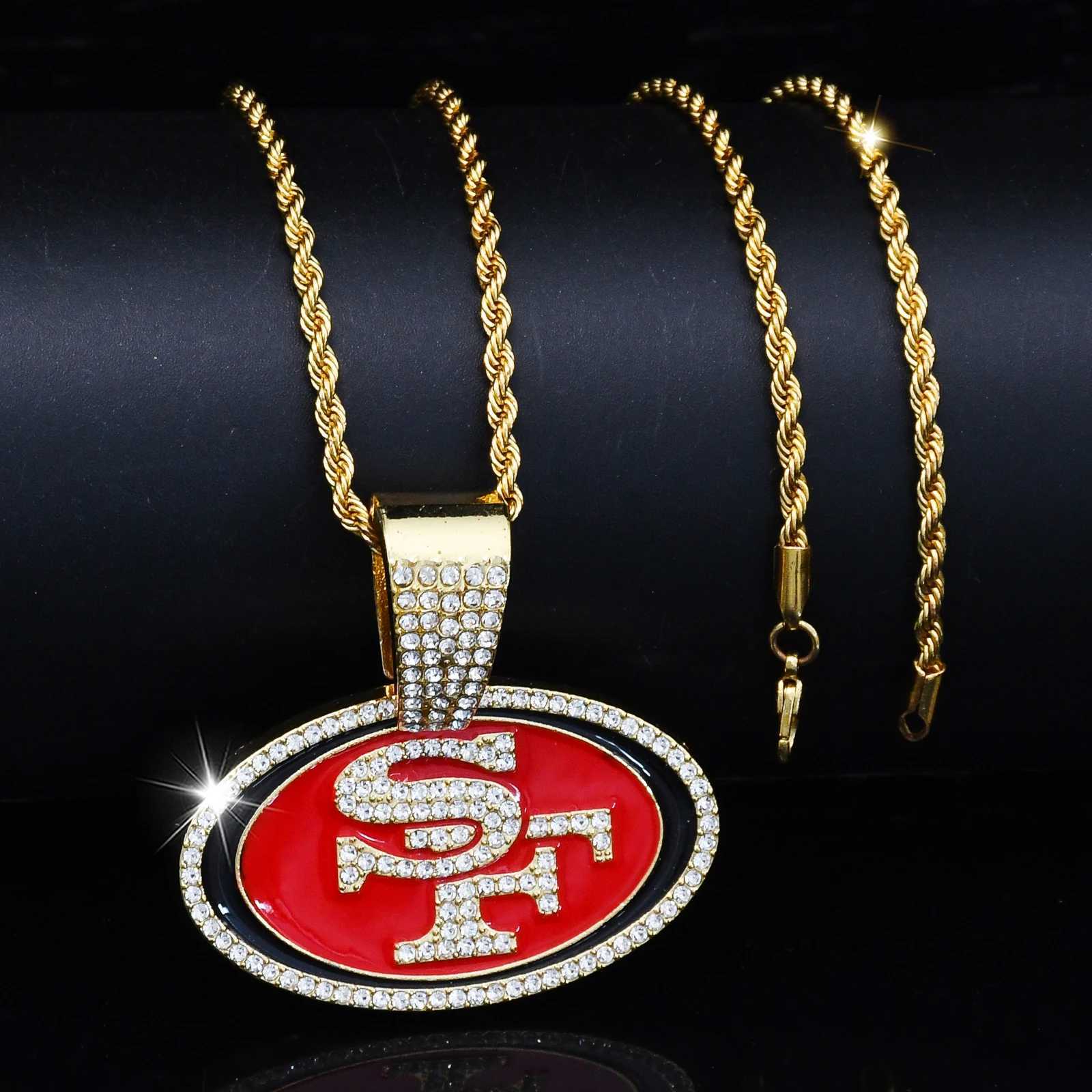 Red Color Sport Team SF Letter 24in Stainless Twist Chain Necklace Cheer on the Support Team X250224