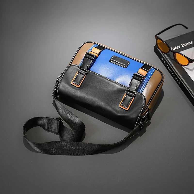 2025 New Mens Messenger Bag Fashion Patch Work PU Leather Cross Body Bag Mens Shoulder Bag Square Backpack Strap Bag Handbag Z250225