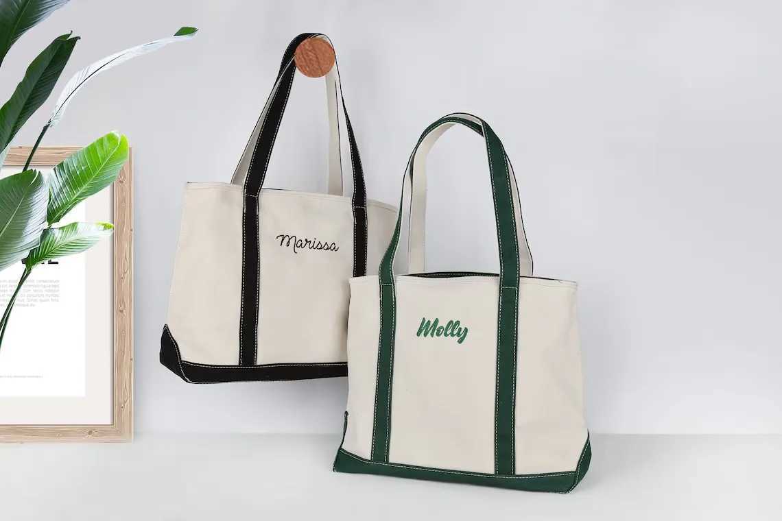 Embroidered handbag customized canvas handbag boat handbag beach bag personalized bridesmaid gift party gift Z250224