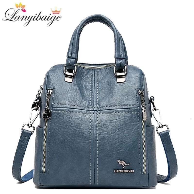 New Style4 New High Quality Leather Backpack Women Shoulder Bag Multifunction Travel Bagpack School Bags For Teenagers Girls Mochila