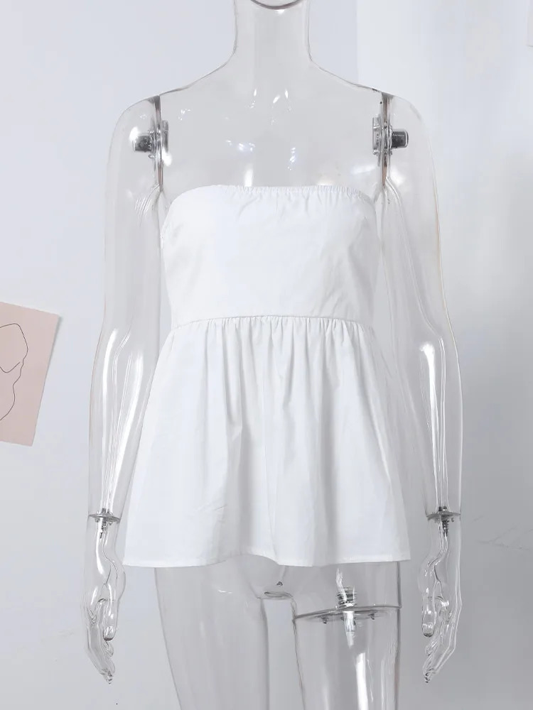 Strapless Top Women Sexy Off Shoulder Solid Tube Tops Female 2024 Summer High Street Sleeveless Fashion Slim Streetwears Lady 250224