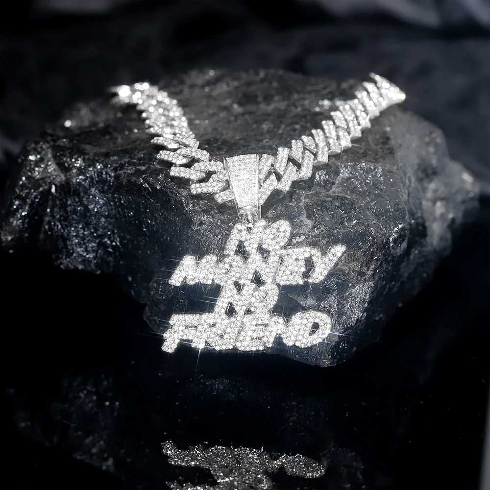 Hip-hop Fl Diamonds Letter Pendant Necklace Stylish and Out Cuban Chain Men Wen Street Style Punk Trend Party Jewelry Gift X250224
