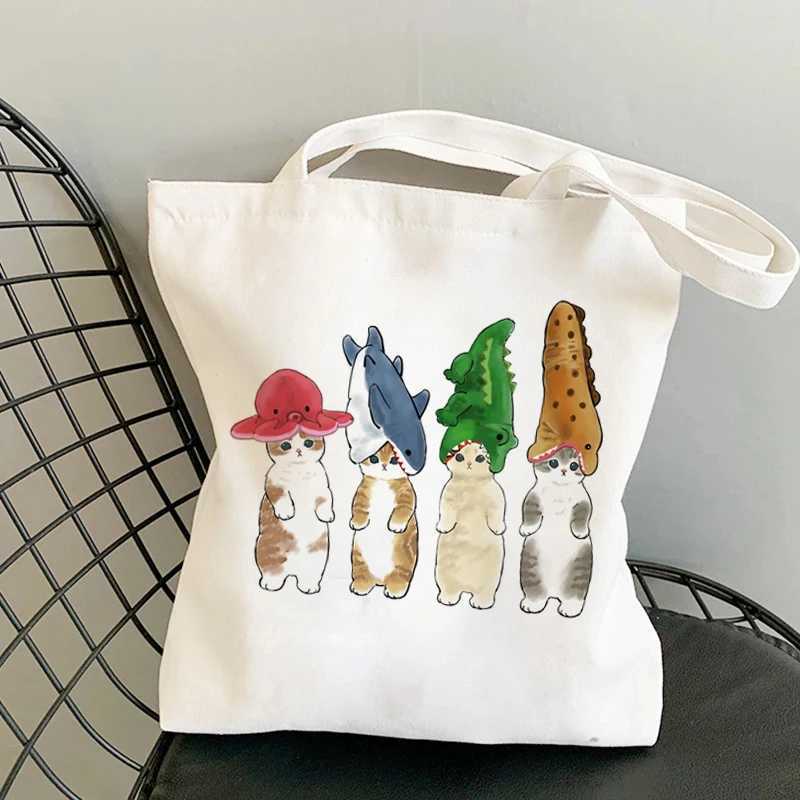 Woman Shopping Bags KAWaii Cartoon Manga Tote Bag Beach Bag Shopper Bags Handbags High Capacity Canvas Shoulder Bags Z250224