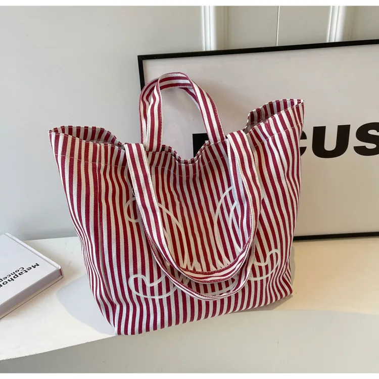 Designer Beach Shopping Bag Luxury Womens Bag Striped Single Shoulder Canvas Bag Large Capacity High-End Customized Bag DEG25022510