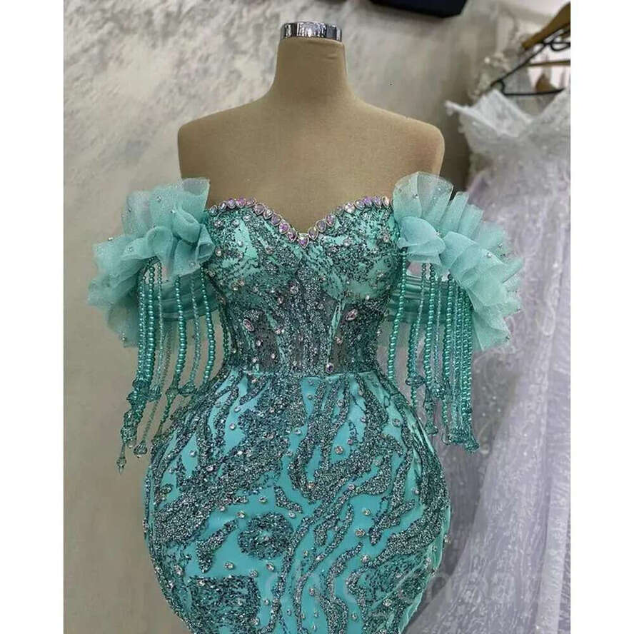 Urious May Aso Mermaid Ebi Prom Crystals Sequined Lace Evening Formal Party Second Reception Birthday Engagement Gowns Dress Robe De Soiree Zj