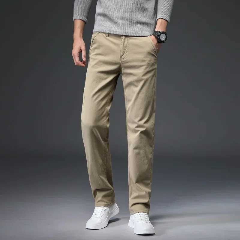 3 Colors Spring Summer Autumn New Fashion Straight Men Smart Casual Pants 97% Cotton 3% Spandex Man Khaki Trousers Plus Size 40 W250225
