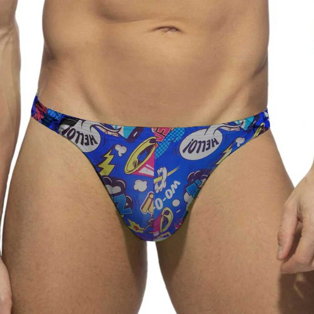 Mens Traditional Swim Thong Swimwear Fun Pop Style Low Rise Bikini Bathing Suit Sexy Swimsuit Beach Underwear with Drawstring W250224
