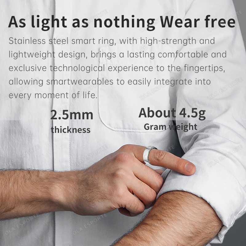 New Smart Ring Military Grade Titanium Steel Shell Health Monitor Photo Control IP68 5ATM Waterproof Multi-sport Modes SmartRing W250225