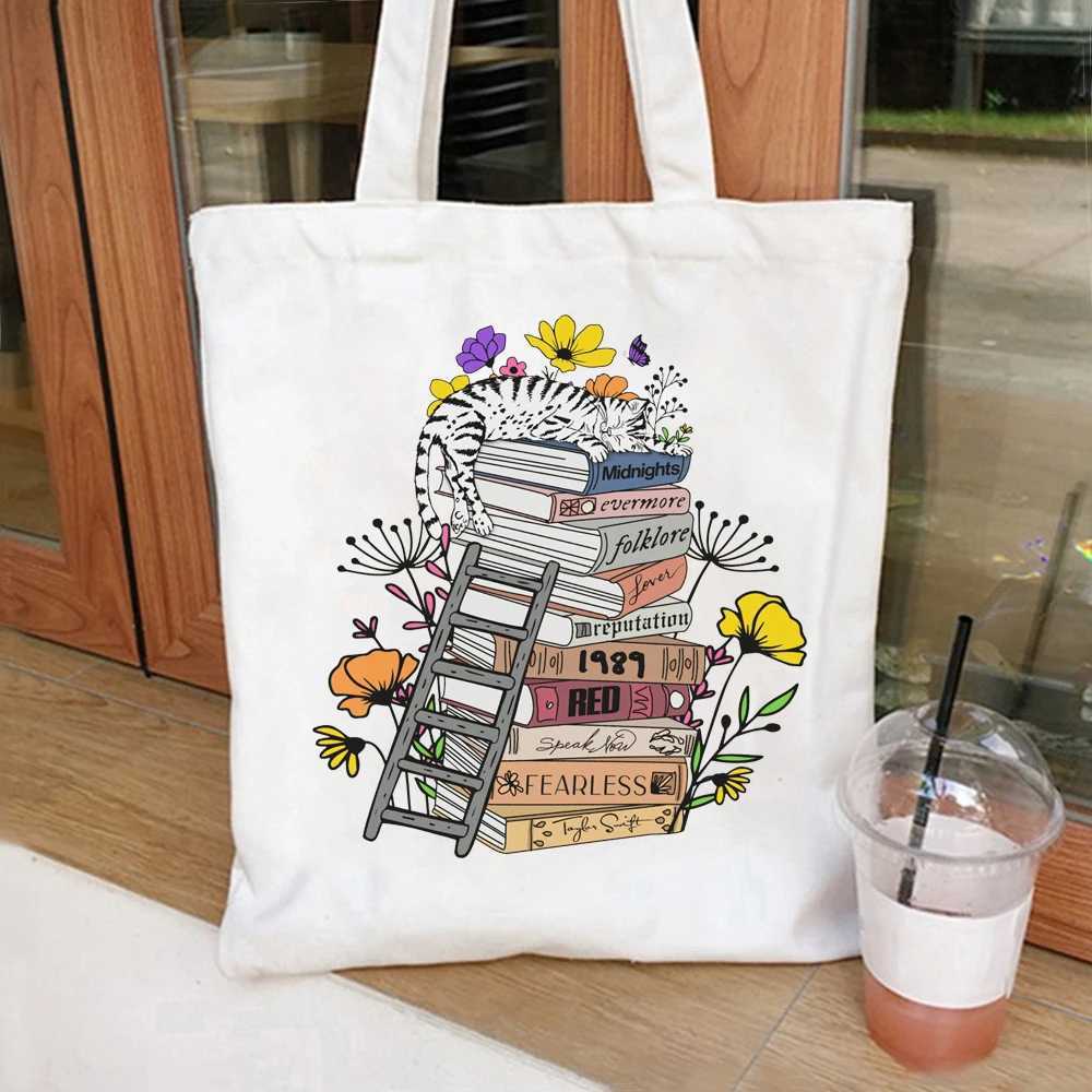 Taylors Version Tote Bag Music Inspired TTPD Album Print Canvas Bag Eras Tour Anti Hero Tote Cute Travel Bag Fashion Handbag Z250224