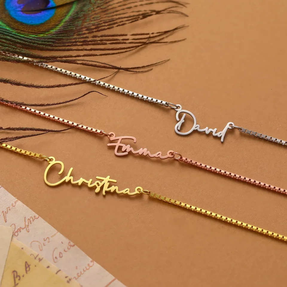 2024 Custom Name Necklace For Women Any Font with Box Chain Gold Nameplate Friend Perfect Birthday Gift Choker 250117