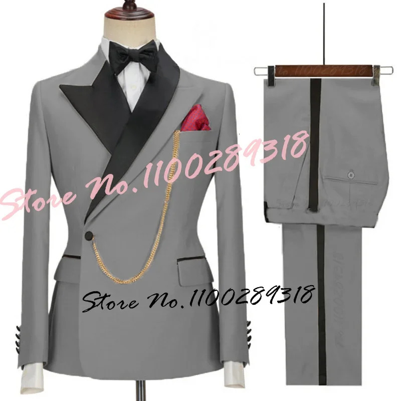 2024 Latest s Men Suit Set Slim fit Groomsmen Groom Wedding Dress Tuxedos Costume Homme Mariage 2PCSBlazerPants 250224