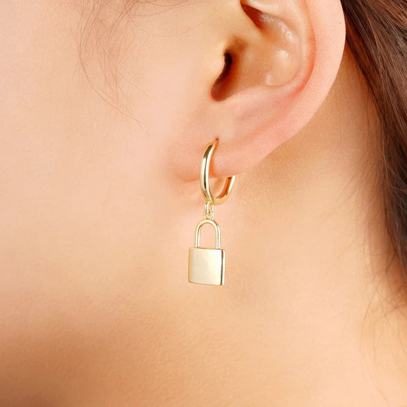 Huitan Novel Lock n Drop Earrings Fashion Gorgeous Y2K Ear Accessories for Women Charming Delicate Engagement Party Jewelry 250218