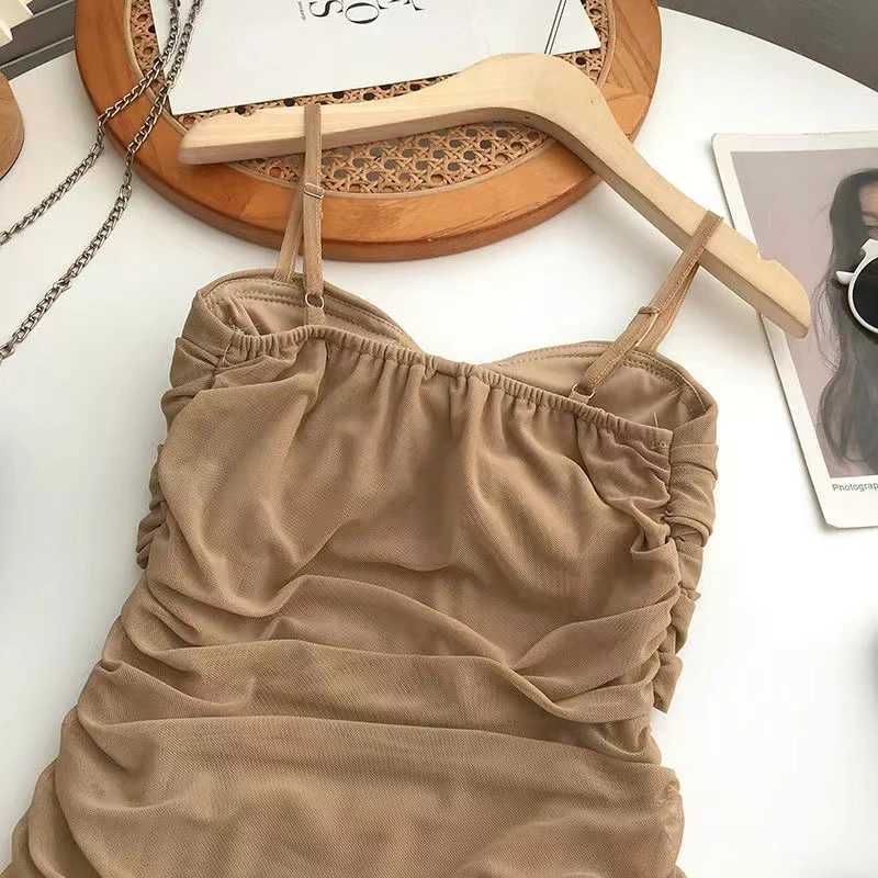 Dresses Women Sexy Club Shirring Design Summer Leisure Lady Mini Straps DressXJ250224