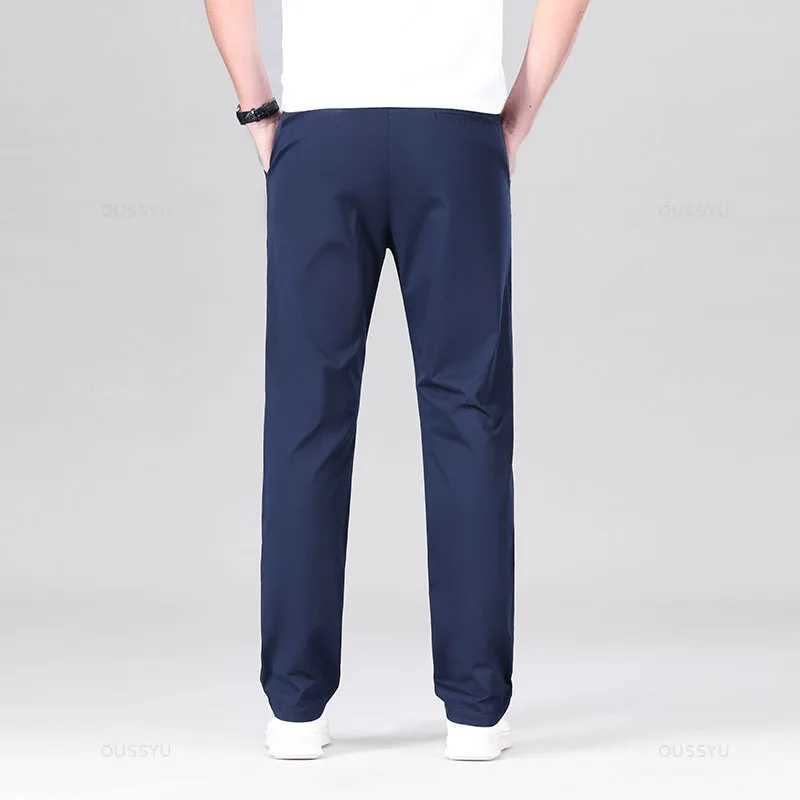 High Quality 97% Cotton Mens Straight Pants Business Solid Color Khaki Light gray Casual Formal Suit Trousers Plus Size 40 42 W250225