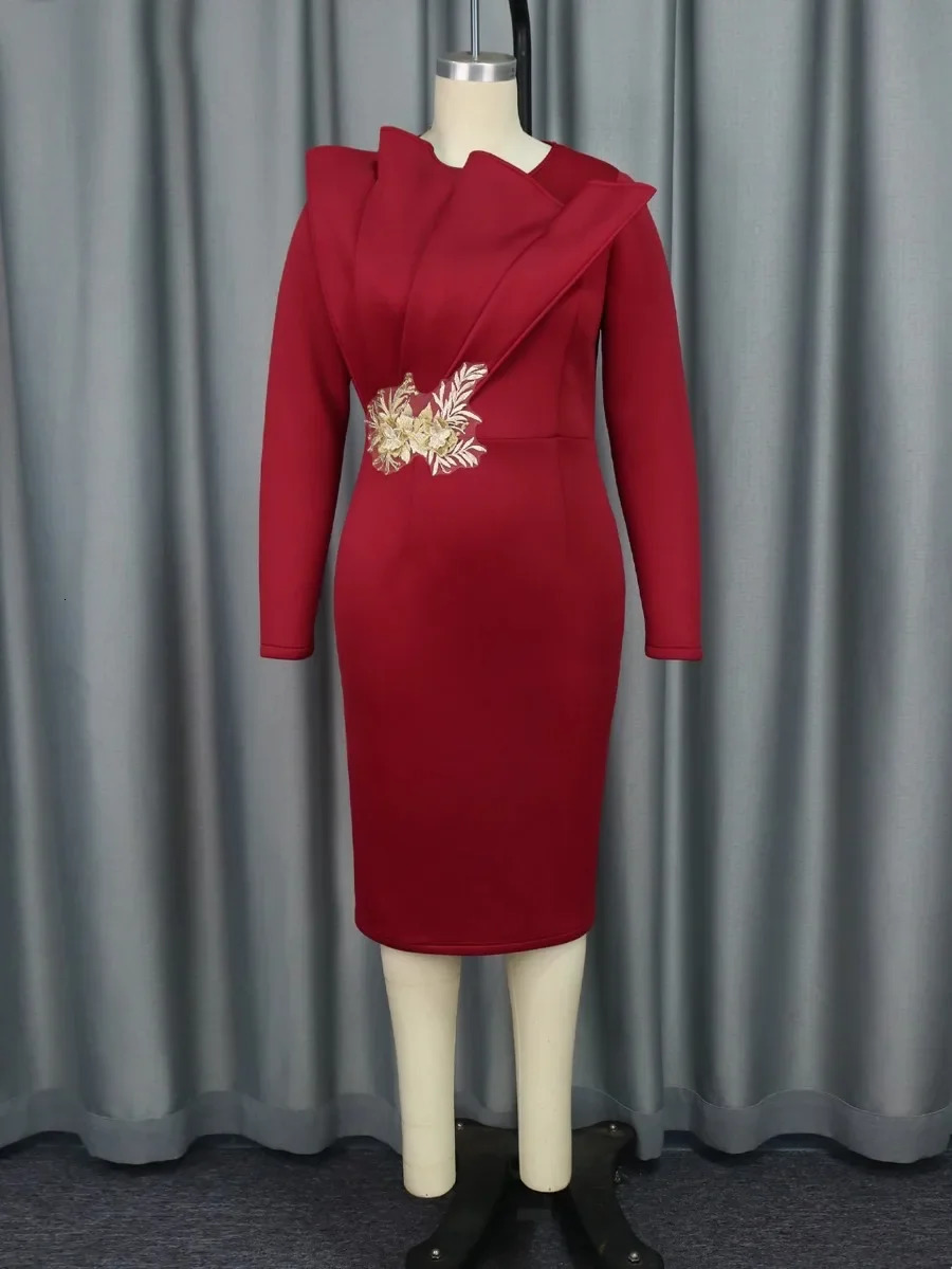 Elegant Church Dresses for Women Party Bodycon Long Sleeves with Lace Appliques Sheath Classy Occasion African Wedding Guest 250222