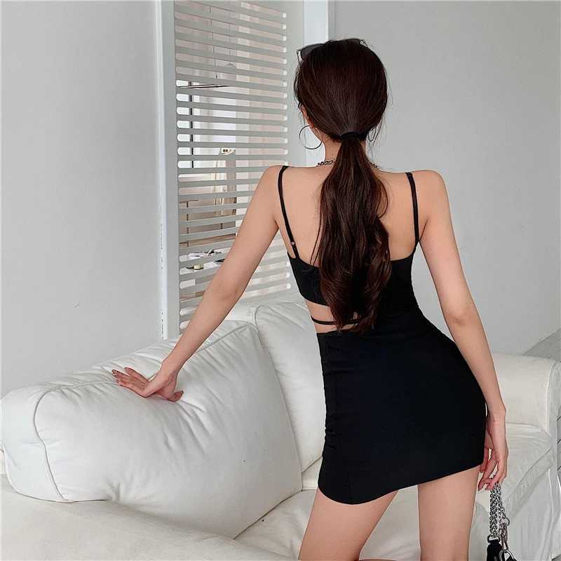 Meihuida Womens Sexy Sweetheart Mini Dress Non Fleece Italian Strap Solid Color Cut Mini DressXJ250224