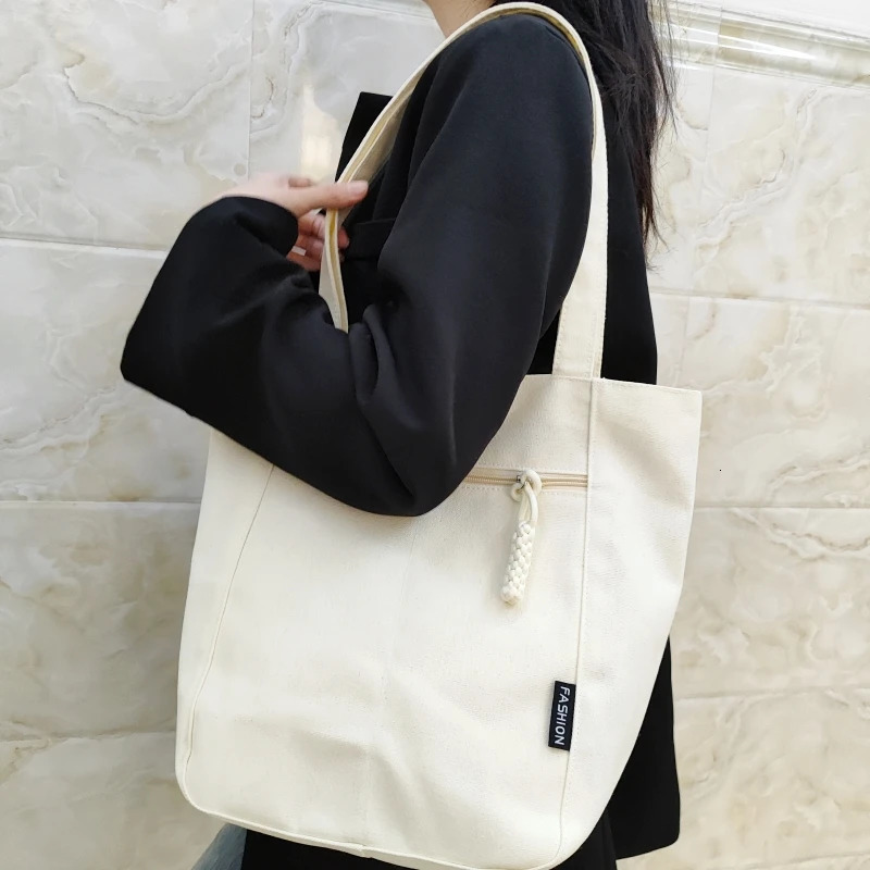 Casual Minimalist Shoulder Bag Large Capacity Niche Solid Handbag High Quality Preppy Style Commuting Versatile Canvas 250221