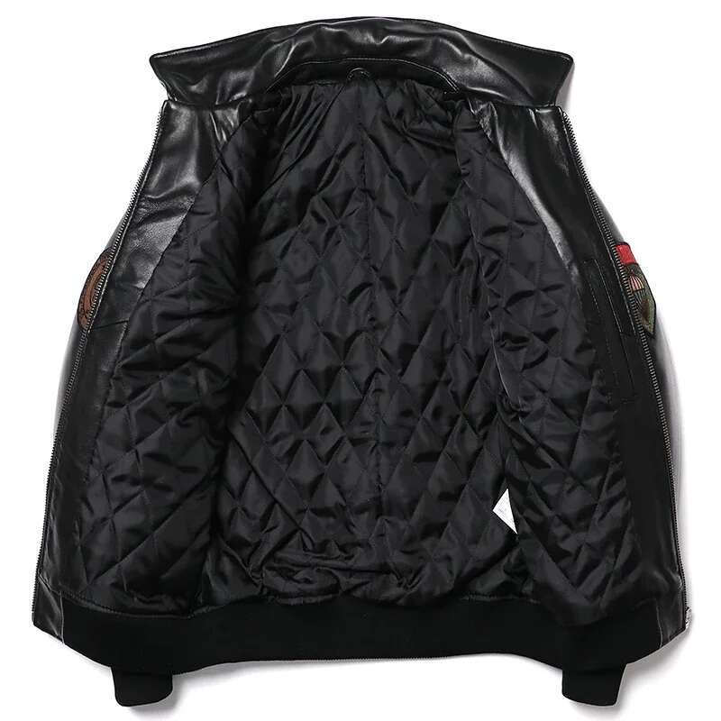 2025 New Embroidery Sheepskin Jacket Men's Natural Genuine Leather G1 Air Force Pilots Coat Thicken Warm Soft Clothes