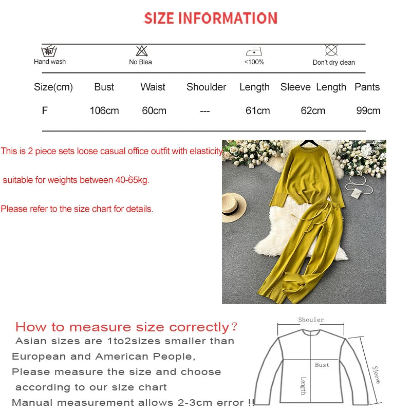 HELIAR Women Knitted Loose 2 Piece Sets Long Sleeve O-Neck Sweater and Wide Leg Pants Outfit Casual Office Set Autumn Winter 250224